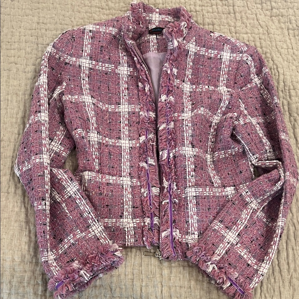 Chic Pink Tweed Women's Jacket